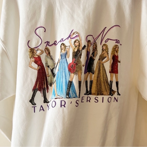 Like NEW Taylor Swift Speak Now Eras Crew Neck Sweatshirt White Size Large - Picture 4 of 6